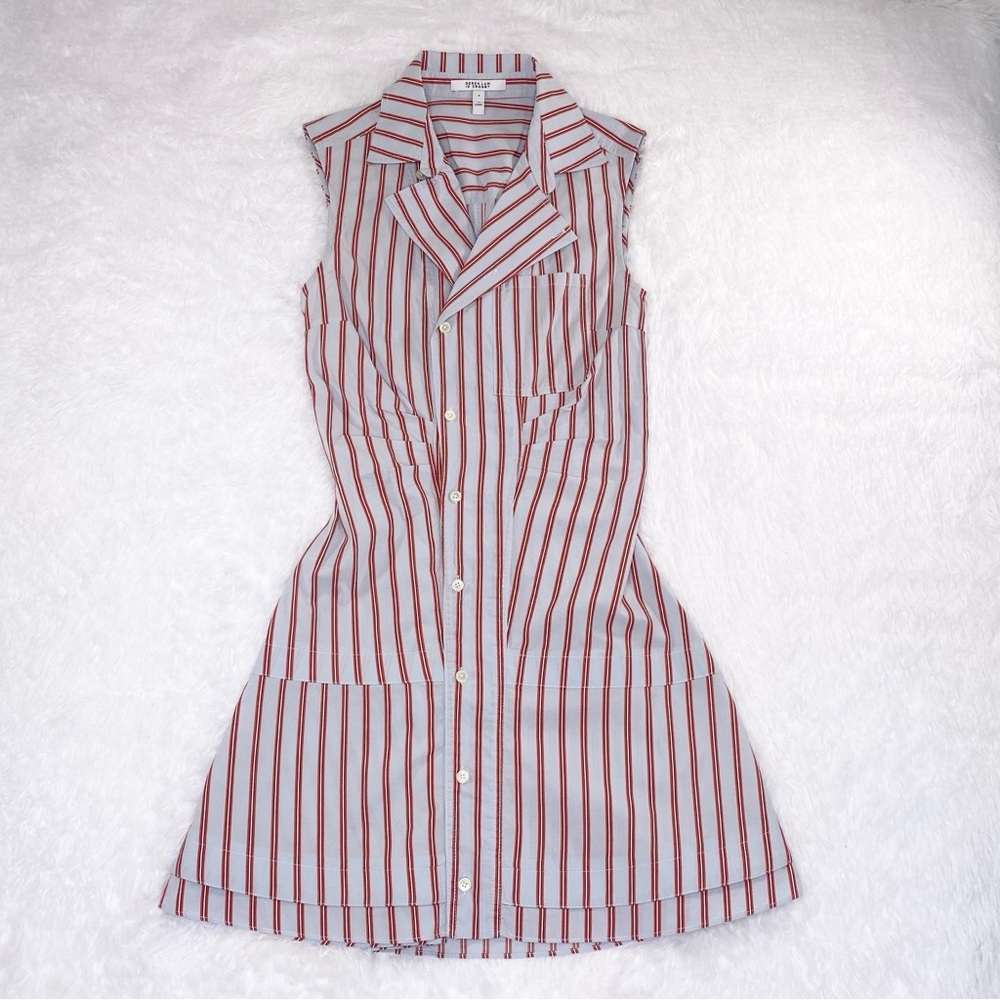 Derek Lam 10 Crosby Shirt Dress Sz 4‎ Striped Satina Preppy Academia - Picture 2 of 12